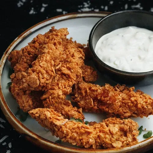 Nugetts de pui cu cartofi pai